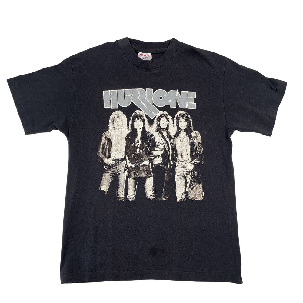 Vintage 1988 Hurricane‎ Over the Edge Black T-Shirt Size Large